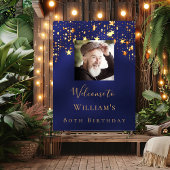 Poster Bleu or étoile bienvenue