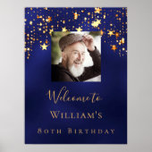 Poster Bleu or étoile bienvenue (Devant)