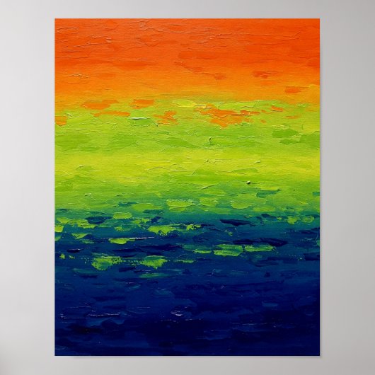 Poster Bleu orange Art Abstrait (Devant)