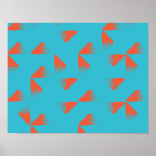 Poster Bleu, orange, dynamique, motif géométrique tendanc