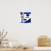 Poster Bleu orange gris noir blanc MCM look Abstrait (Cuisine)