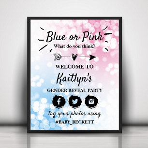 Poster Bleu Ou Rose Moderne ? Bienvenue à la fête de la r