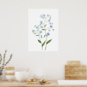 Poster bleu oubliez moi pas fleurs 2021 aquarelle (Cuisine)