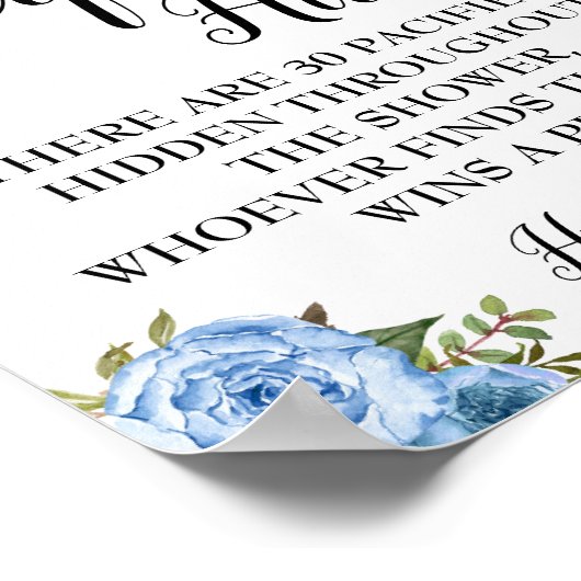 Poster Bleu Pacifique chasse Baby shower signe de jeu (Coin)