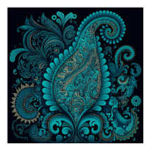 Poster bleu Paisley 2