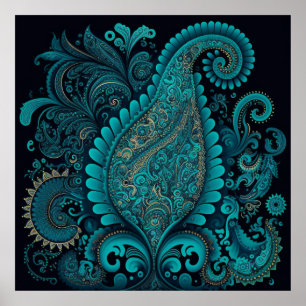 Poster bleu Paisley 2