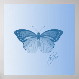 Poster Bleu papillon Hope