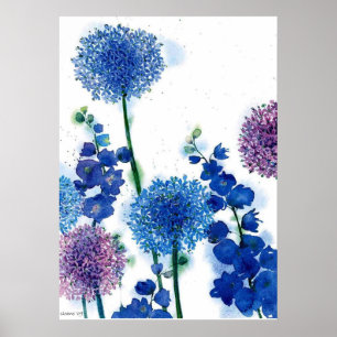 Poster bleu par l'aquarelle d'u
