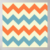 Poster Bleu Pastel et orange Chevron Stripes Zig Zags (Devant)