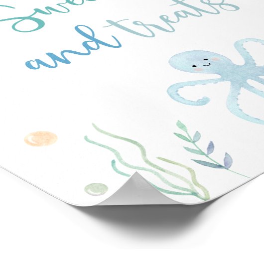 Poster Bleu Pastel Sous la mer Signal d'Anniversaire (Coin)