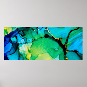 Poster BLEU PERSIEN, vert chartreuse. Très beau art