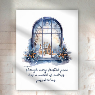 Poster Bleu Personnalisé Blanc Neige Nordique Hiver Inspi