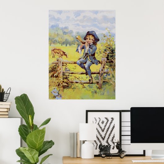 Poster bleu petit garçon (Bureau à domicile)