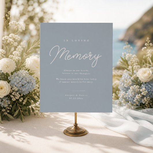 Poster Bleu Poussiéreux Minimal Moderne Écriture Mariage