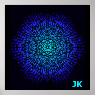 Poster Bleu rayonnant
