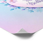 Poster Bleu rose anniversaire luxueux élégant extravagant (Coin)
