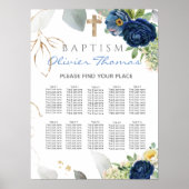 Poster Bleu Rose Boy Baptism Seating Chart (Devant)