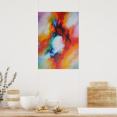 Poster Bleu rouge bleu vert Abstrait peinture (Cuisine)