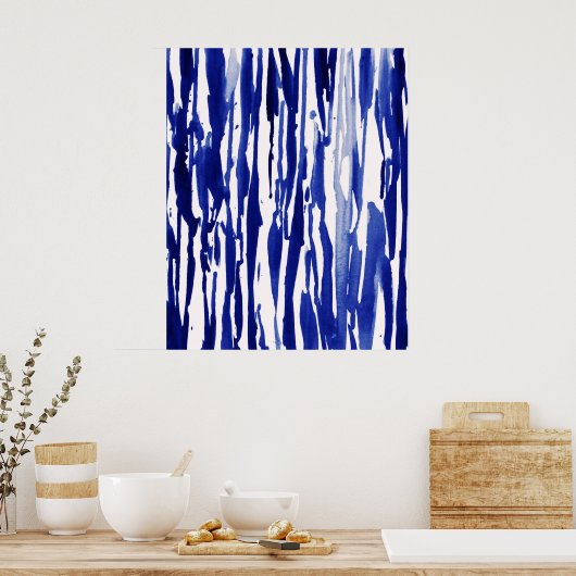 Poster Bleu royal Abstrait rayures (Cuisine)
