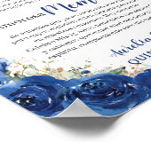 Poster Bleu Royal Floral Quinceanera 16 En Souvenir Affec (Coin)