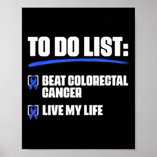 Poster Bleu Ruban Colon Cancer Survivant Beat Colorectal