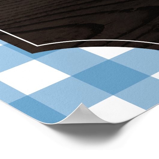 Poster Bleu rustique En vichy tournesols Monogramme Momos (Coin)