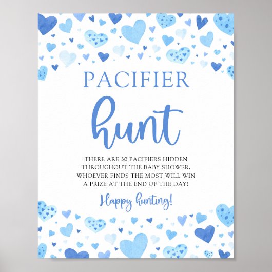 Poster Bleu Saint-Valentin Baby shower Pacifier Signe de (Devant)