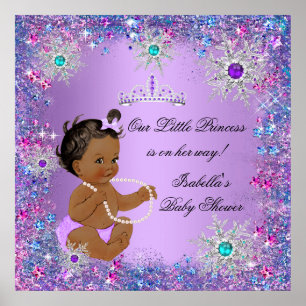 Poster Bleu sarcelle violet rose princesse baby shower et