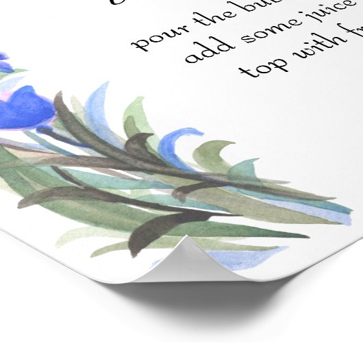 Poster Bleu sauge vert fleurs sauvages Mimosa bar (Coin)