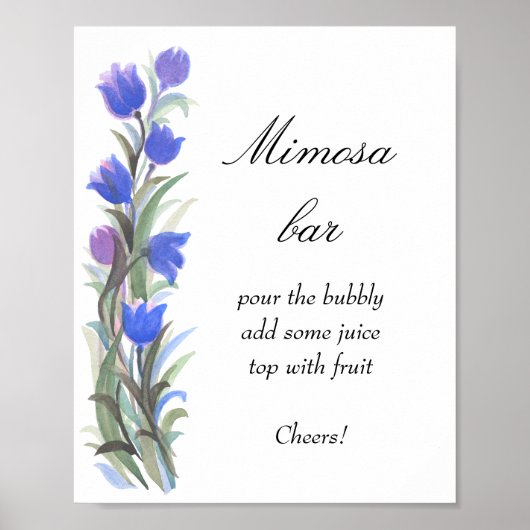 Poster Bleu sauge vert fleurs sauvages Mimosa bar (Devant)
