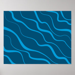 Poster Bleu, simple, moderne, cool vague abstraction