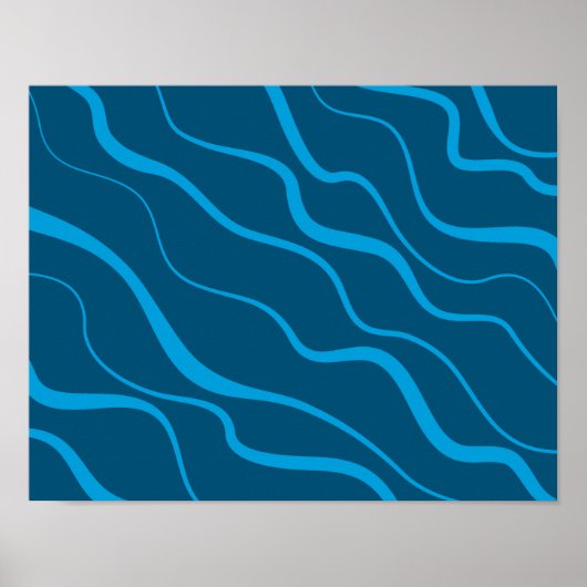 Poster Bleu, simple, moderne, cool vague abstraction (Devant)