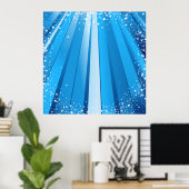 Poster Bleu Starburst Étincelle avec rayons lumineux (Bureau à domicile)