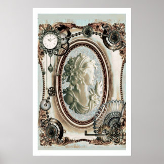 Poster bleu Steampunk Cameo