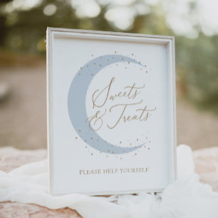 Poster Bleu sur la lune Baby shower sucreries et friandis