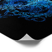 Poster Bleu sur noir Calavera Imprimer (Coin)