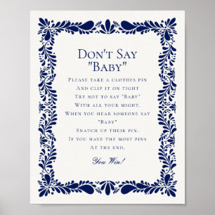 Poster Bleu Talavera Carreaux Dont Dites Baby shower Jeu