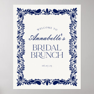Poster Bleu Talavera Carrelage Fiesta Bridal Brunch Bienv
