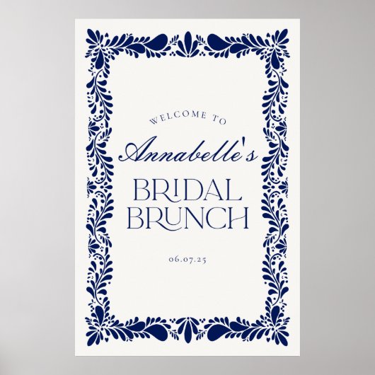Poster Bleu Talavera Carrelage Fiesta Bridal Brunch Bienv (Devant)