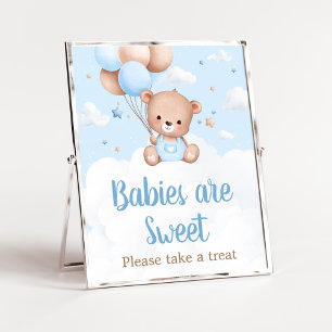 Poster Bleu Teddy Bear Baby shower Bébés sont Sweet Sign