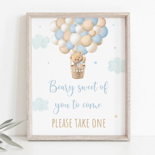 Poster Bleu Teddy Bear Baby shower de ballon Favoriser Si