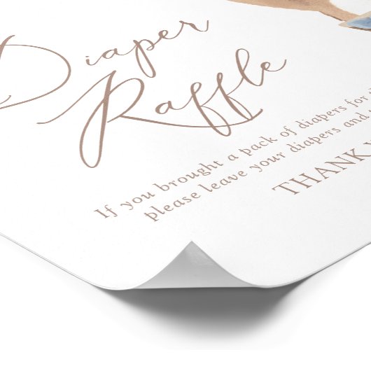 Poster Bleu Teddy Bear Balloon Baby shower Déchets Raffin (Coin)