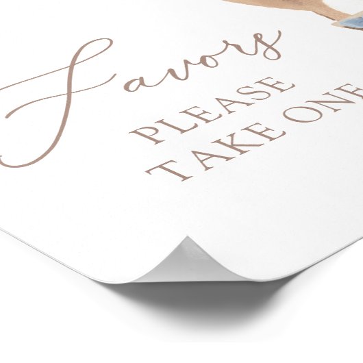 Poster Bleu Teddy Bear Balloon Baby shower Faveurs Signal (Coin)