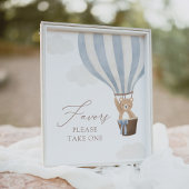 Poster Bleu Teddy Bear Balloon Baby shower Faveurs Signal