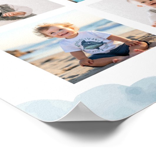 Poster Bleu Teddy Ours Garçon Anniversaire Photo Jalon Si (Coin)