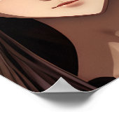 Poster Bleu teint Brunette Anime Girl (Coin)