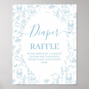 Poster Bleu Toile Ours Baby shower Garçon