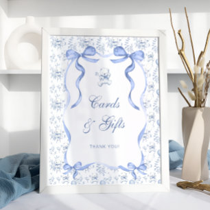 Poster Bleu Toile Ours Baby showers Cartes et Cadeaux