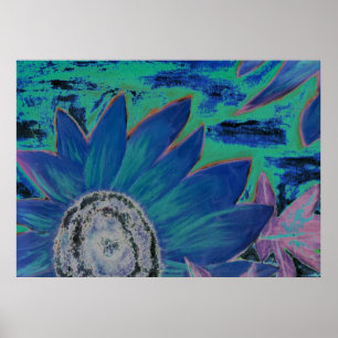 Poster Bleu Tournesol 2 huile peinture moderne surréalist