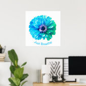 Poster Bleu Turquoise | bleu rétro floral (Bureau à domicile)